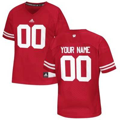 Mens Wisconsin Badgers Customized Replica Football 2015 Red Jersey